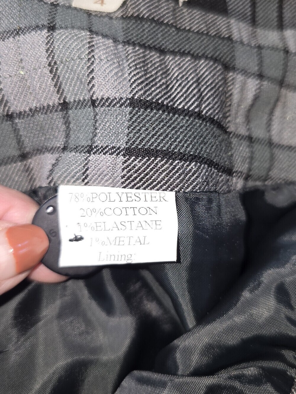 YUVITA Gray Black Plaid Bubble Hem Skirt Dark Academia Made In Belarus Size 4 - Picture 8 of 9